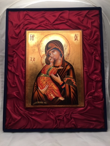 Icona Rumena dipinta Madonna della Tenerezza Vladimirskaja cm. 23x31