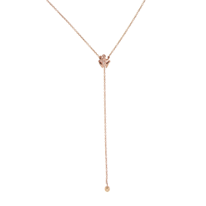 Y-shape necklace in rose gold and diamonds