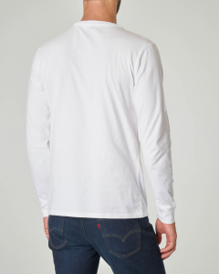 T-shirt bianca manica lunga con logo batwing