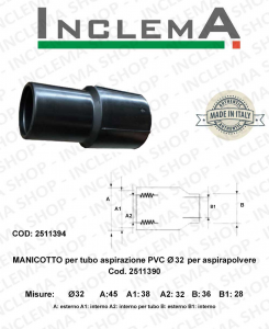 Manicotto X tubo aspirazione PVC Ø 32 per aspirapolvere Ghibli AS5/AS6, Maxiclean mx5/6