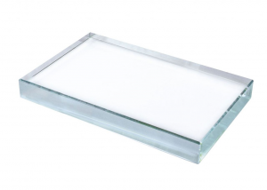 Fermacarte rettangolare in vetro bianco