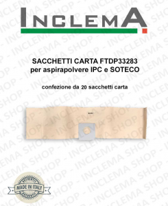 Sac Filter en Papier cod. FTDP33283 pour Aspirateur IPC et SOTECO - conf. 20 sacchetti