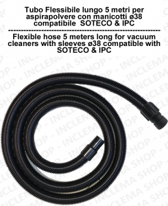 Manguera flexible lungo 5 metri para aspiradora con manicotti ø38 compatibile  SOTECO & IPC