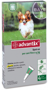 Nuovo Advantix per cani di peso
fino 4 kg 4 pipette