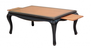 Tavolino bicolore nero e ciliegio con tiretti