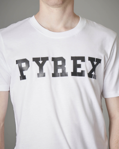 T-shirt bianca con logo Pyrex nero