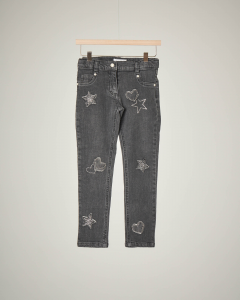Jeans grigio con applicazioni 4-7 anni
