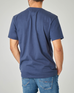T-shirt blu mezza manica con logo stampato