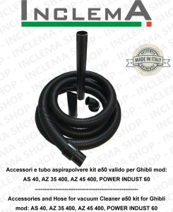 Accessori et tubo Aspirateur eau & poussières kit ø50 valido pour Ghibli mod: AS 40, AZ 35 400, AZ 45 400, POWER INDUST 60