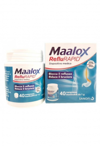 MAALOX REFLURAPID 40 COMPRESSE MASTICABILI 1 G BLOCCA IL REFLUSSO - RIDUCE IL BRUCIORE. SENZA GLUTINE. SENZA LATTOSIO. 