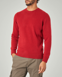 Maglia girocollo rossa in lana sulla finezza 7