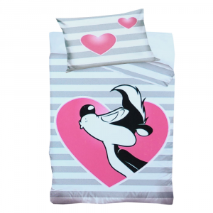 LOONEY TUNES striped single duvet cover and pillowcase for children