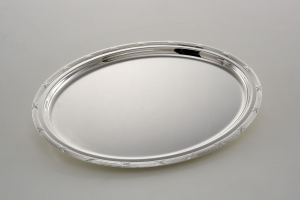 Vassoio ovale placcato argento stile Ruban Croisè