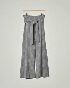 Pantalone grigio gessato cropped con cintura 32-36