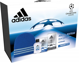 Adidas - Confezione Regalo UEFA Champions League - Arena Edition: Profumo Uomo 50 ml, Dopobarba 100 ml e Cappellino Lana Blu