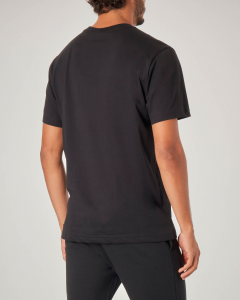 T-shirt nera mezza manica con logo in spugna
