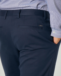Pantalone chino blu in cotone micro-armatura