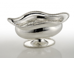 Alzata ovale placcato argento con base stile San Marco