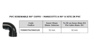 Manicotto a 90° a vite in PVC Ø 32 per lavapavimenti - Cod: TU0007967060320
