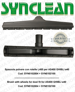Spazzola polvere con rotelle adatta pour AS400 GHIBLI kit ø 40  Cod: SYN5102004 + SYN5102100