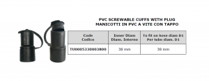 Manicotto in PVC a vite con tappo Ø 38  for scrubber dryer - Cod: TU0005330003800