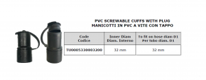 Manicotto in PVC a vite con tappo Ø 32  for scrubber dryer - Cod: TU0005330003200