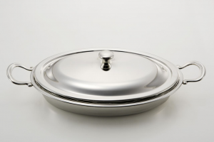 Legumiera ovale con pyrex stile Inglese argentato argento