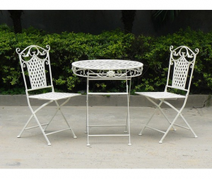 Set  tavolo e due sedie in ferro bianco da giardino 