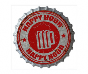 Targa metallo Tappo birra Happy Hour