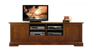 Mueble tv con patas en madera de artesanado