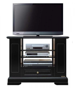 Mueble tv negro en madera con estantes regulables