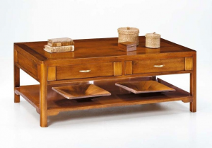 Mesa de centro de madera con estante inferior
