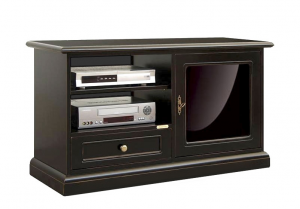 Mueble de tv negro envejecido con puerta vitrina negra diseño italiano