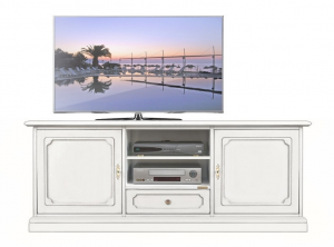 Mueble tv acabado blanco en madera artesanado veneciano
