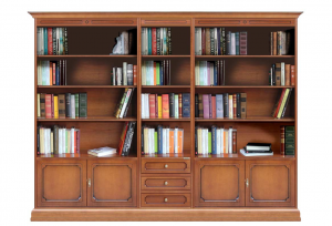 Librería de pared en madera para salón o despacho