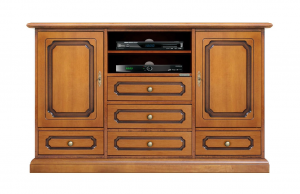 Mueble tv aparador largo en madera estilo clásico artesanado italiano