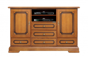 Mueble tv aparador largo en madera estilo clásico artesanado italiano