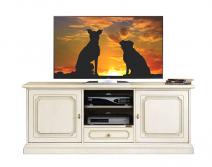 Mueble tv laqueado blanco en madera