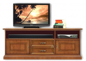 Mueble tv barra de sonido tapas pasacables en el respaldo