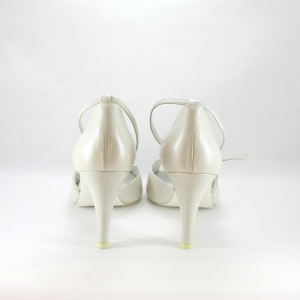 Sandalo cerimonia donna elegante in pelle con applicazioni cristalli Svarovsky e cinghietta regolabile alla caviglia.