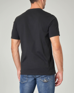 T-shirt nera mezza manica con logo ricamato
