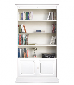 Librería lacada con estantes regulables y 2 puertas
