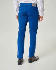 Pantalone blu royal cinque tasche in twill di cotone stretch