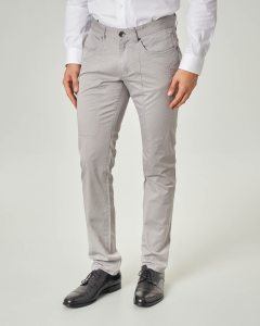 Pantalone grigio cinque tasche in twill di cotone stretch