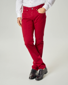 Pantalone rosso cinque tasche in twill di cotone stretch