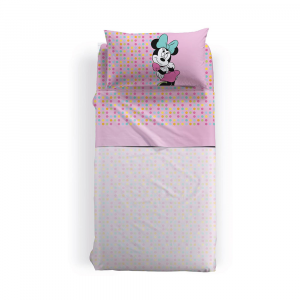 Cuscino 70 x 90 cm JF Disney Biancheria da Letto 100% Cotone Motivo: Minnie Mouse Colore: Grigio/Rosa Reversibile Dimensioni: 140 x 200 cm 