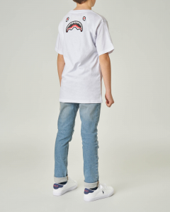 T-shirt bianca mezza manica con logo e grafica monster sul retro 10-14 anni