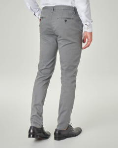 Pantalone chino grigio in cotone stretch micro armatura