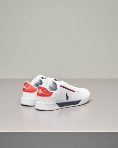 Sneakers bianche in ecopelle con dettagli blu e rossi 35-39