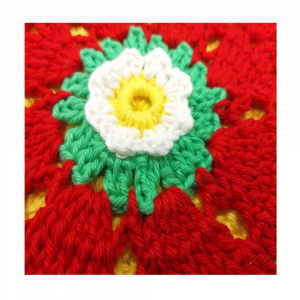 Presina rotonda fiore rosso ad uncinetto 12 cm - NC103 - Handmade in Italy